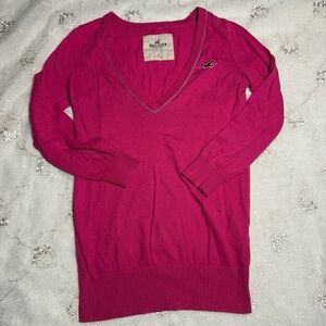Vintage Y2K Hollister Hot Pink Deep-V Sweater – Size Small